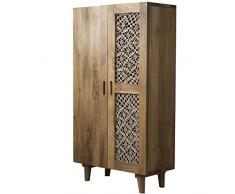 DRW Armario con 2 Puertas de Madera de Mango Color Claro y Puerta croché 120x40x80cm