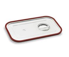 Lacor 66905Z GN 66905Z-Tapa con Junta de Silicona para Cubetas 1/4 asa, Acero Inoxidable