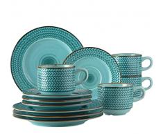 MÃSER 931942 Serie Prospero Premium - Juego de vajilla de café para 4 personas de calidad gastronómica, 12 piezas de servicio de café moderno en estilo vintage único, porcelana duradera, color azul