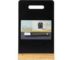 SECURITÂ âÂ Pizarra (Incluye rotulador de Tinta Blanca Carry JuntaÂ âÂ Base de Madera, Incluye rotulador de Tiza lÃ­quida, Madera, Negro, 24Â x 21Â x 7Â cm