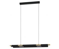 EGLO LED lámpara de suspensión Ermua, iluminación colgante regulable, luz colgante de metal, madera y plástico, de mesa de comedor en negro, marrón y blanco