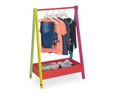 Relaxdays Perchero Burro Infantil, Colgador de Ropa para NiÃ±os, Guardarropa con Balda, 99x64,5x42 cm, de Pie, Multicolor, 80% Tablero de Fibra 20% Madera