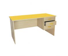 Mobeduc Profesor de Escritorio con 3 cajones, Madera, Amarillo, 150 x 75 x 70 cm