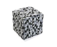 Versa 19501326 Taburete cubo puff asiento Rhune,35x35x35, Blanco Negro Gris