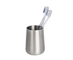 Wenko Solid Vaso para Cepillos De Dientes, Acero Inoxidable, Plata, 8x8x10 cm