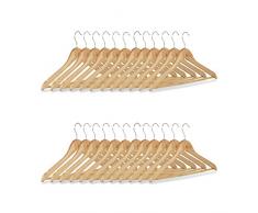 Relaxdays Pack Perchas, Madera, Marrón, 1.3x44.5x22.5 cm, 24 Unidades