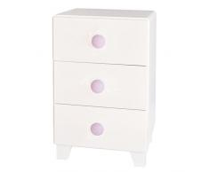 Bainba Mesita de Noche Infantil Piccolo 3 Cajones, Rosa, 57 x 32 x 34 cm