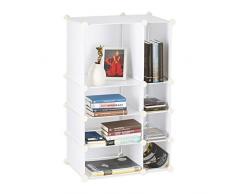 Relaxdays Estantería Modular con 8 Compartimentos, Plástico, Blanco, 90x57x37 cm