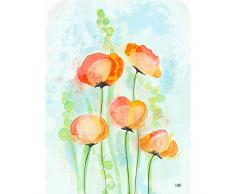 Poppy Flowers Bloom Watercolour Painting Premium Wall Art Canvas Print 18X24 Inch Las flores FloraciÃ³n Acuarela Pintura pared