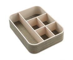 InterDesign Twillo Organizador de escritorio con 6 divisiones | Separador de cajones para artículos de papelería | Organizador de oficina con tejido de plástico | Plástico champán