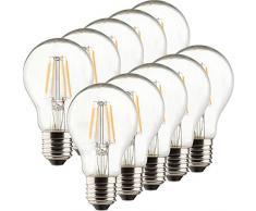 Müller-Licht â 400218 a + +, 10 de Juego retro Bombilla LED de forma equivalente a 40 W, cristal, E27, color blanco, 6 x 6 x 10.6 cm