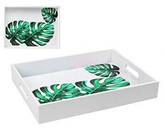 BigBuy Home S1123374 Bandeja Hoja Blanco 113984, Multicolor