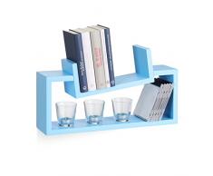 Relaxdays Estantería Decorativa de Pared, Madera MDF, Azul, 12x50x20 cm