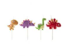 dekora - Pack de Velas de Cumpleaños Dinosaurios Tarta - Decoracion Cumpleaños Dinosaurios - 4 Unidades