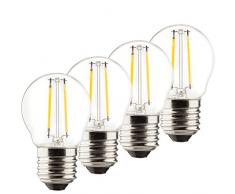 Müller-Licht â 400029 a + +, 4er Juego de Retro de bombilla LED Mini Globe sustituye a 25 W, cristal, E27, color blanco, 4.5 x 4.5 x 7.6 cm