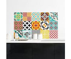Ambiance-Live 15 Stickers Adhesivos carrelages | Adhesivo Adhesivo Azulejos â Mosaico Azulejos de Pared de baño y Cocina | Azulejos Adhesiva â azulejo MULTICOULEUR â 10 x 10 cm â 15pièces