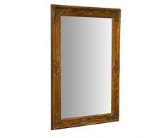 Biscottini Espejo de Pared baÃ±o y Dormitorio 62x92x5 cm | Espejo de Entrada de Pared con Ganchos | Espejo Dorado