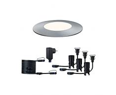 Paulmann Leuchten Paulmann 93698 Outdoor Plug & Shine Floor Mini 3 de base Set IP65 4000 K 3 x 2,5 W 24 V 55 mm 936.98 AV-BD02 lámpara LED Foco exterior de suelo iluminación de suelo, acero, 2.5 W, Plata, 500 x 5.5 x 4 cm