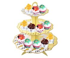 Cozlly Soporte para tartas de cartón de 3 niveles, soporte para tartas, cupcakes, postres, postres, pastelerÃa, para cupcakes, para cumpleaños, fiestas, bodas, Navidad, reutilizable