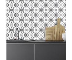 Ambiance-Live 24 Pegatinas Adhesivos carrelages | Adhesivo Adhesivo Azulejos â Mosaico Azulejos de Pared de baño y Cocina | Azulejos Adhesiva â Tradicionales â 10 x 10 cm â 24 Piezas