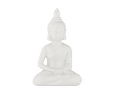 Relaxdays Figura Buda Sentado, 17 cm, Estatua Budista JardÃ­n, Resistente Intemperie y Heladas, Exterior, SalÃ³n, Blanco, 100% cerÃ¡mica