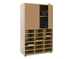 Mobeduc Armario y estantería de Almacenamiento con 18 Compartimentos, Madera, Madera de Haya, 90 x 147 x 40 cm