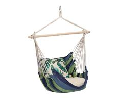 Relaxdays Silla Colgante, SillÃ³n Suspendido Exterior e Interior, 150 kg, AlgodÃ³n y Madera, Asiento Columpio, Azul/Verde, 80 20%, 111 x 97 x 7,5 cm