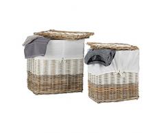 Relaxdays 10021501_188 Cesto Ropa Sucia Con Tapa Rectangular, Beige / Blanco, (Set De 36)
