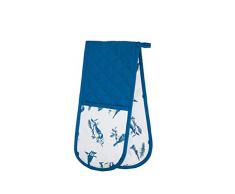 KitchenCraft - Guantes dobles para horno, 100% algodón, color blanco/azul, 87 x 18 cm