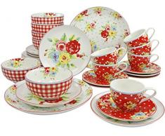 Creatable 20156, Liz, Vajilla Ware Set 30 Piezas, Piedra, Rojo, 56 x 36 x 34 cm