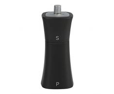 Grunwerg SP-9174BK - Salero y pimentero 2 en 1, plÃ¡stico, negro mate