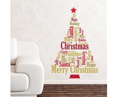 Wallflexi Navidad Decoraciones Pegatinas de Pared Inglés Citas árbol de Navidad de Pared murales Adhesivos salón niños guardería Escuela Restaurante Cafe Hotel casa Oficina decoración