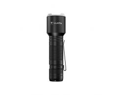 Varta Linterna LED Aluminium F30 Pro (incluye 2 pilas AAA Longlife Power para uso diario, 150 lúmenes, a prueba de golpes, 3 años de garantÃa) negra para uso doméstico, camping, exteriores