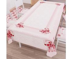 PETTI Artigiani Italiani - Mantel Antimanchas Rectangular para Mesa de Cocina, diseÃ±o de Lazo, Color Rosa, 18 plazas, 140 x 360 cm, 100% Fabricado en Italia