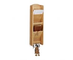 Relaxdays – Llave Tabla con estante bambú, 3 compartimentos, 3 llaves, pared organizador, H x B x T: 7,5 x 15 x 49,5, madera, natural