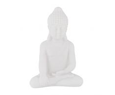 Relaxdays Figura Buda Sentado, 17 cm, Estatua Budista JardÃ­n, Resistente Intemperie y Heladas, Exterior, SalÃ³n, Blanco
