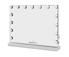 Bright Beauty Vanity - Namira - Espejo Hollywood - Espejo de Maquillaje - Espejo de Maquillaje con iluminaciÃ³n - Espejo cosmÃ©tico Profesional - Tres Modos de luz - Regulable - 58 cm x 46 cm (Blanco)