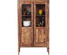 KARE Brooklyn Nature - Vitrina de 2 puertas (cuerpo de madera maciza barnizada, parte posterior de fibra de Sheesham de densidad media barnizada, puerta de cristal transparente, 40 x 100 x 175 cm)