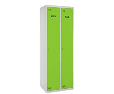 SimonRack SIMONLOCKER Prof. Mon. Single 2/2 400 (800) GR/VE Taquilla Metalica, Gris/Verde, Grande