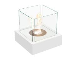 KRATKI Tango3 Chimenea de bioetanol Independiente Biocontenedor 0,2 l Acero con Recubrimiento en Polvo Certificado por TÃV y 4 Paneles de Vidrio 30 x 30 cm Blanco