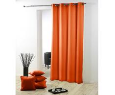 Douceur d Intérieur Essentiel Cortina con Ojales Metal, poliéster 140 x 280 cm, cerámica, Brique, 140x2x240 cm