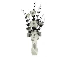Flourish 724184 E13 – Florero con Flor Artificial de Color Blanco y Negro, tamaño Grande/Negro, 80 cm, Color Blanco