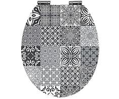 WENKO Asiento tapa WC Premium Portugal - Asiento de inodoro con dispositivo automÃ¡tico de descenso, MDF, 37.5 x 44 cm, Multicolor