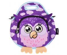 FRINGOO® - Bolsa de almuerzo para niños de neopreno con aislamiento térmico de refrigeración, con cremallera bolsillo y correa para el hombro, para guarderÃa, escuela, diseño de búho
