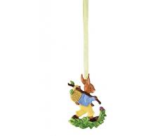 Hutschenreuther 02360 – 725864 – 27674 colgante conejo de Pascua con Cesta, porcelana, multicolor, 8.5 x 6 cm