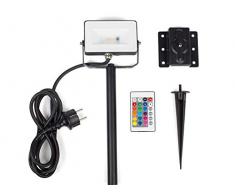 Smartwares FFL-70114 - Foco, LED, + 16 colores, con pincho para el suelo y soporte de pared, blanco