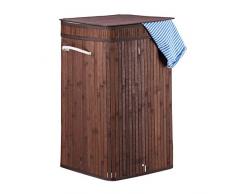 Relaxdays Cesto Ropa Sucia con Tapa, Cubo Colada, Cuadrado, Canasta, Bambú, 70 L, 63 x 36 x 36 cm, Marrón, 70 litros