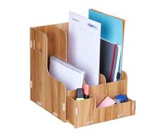 Relaxdays Colector de pie con 3 cajones, DIN A4, con Organizador de Escritorio, Oficina y Escuela, coleccionista de revistas, MDF, Color marrón, 100% Tablero de Fibra, 3 Schuber