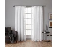 Exclusiva casa Cortinas Espíritu geométrico Sheer Rod Bolsillo Ventana Cortina Panel, Invierno Blanco, 54 x 96 cm