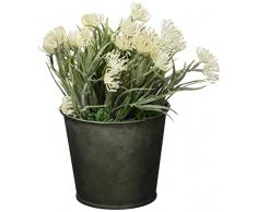 Versa 21180011 Planta Artificial Maceta Blanco Metal 6x6x14 cm